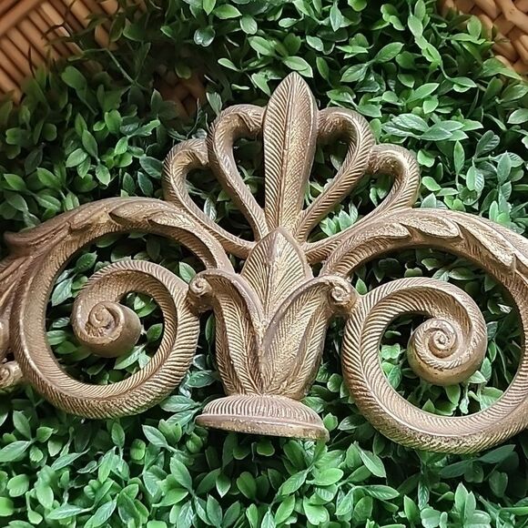 Vintage Solid Brass Wall Pediment - Picture 2 of 9